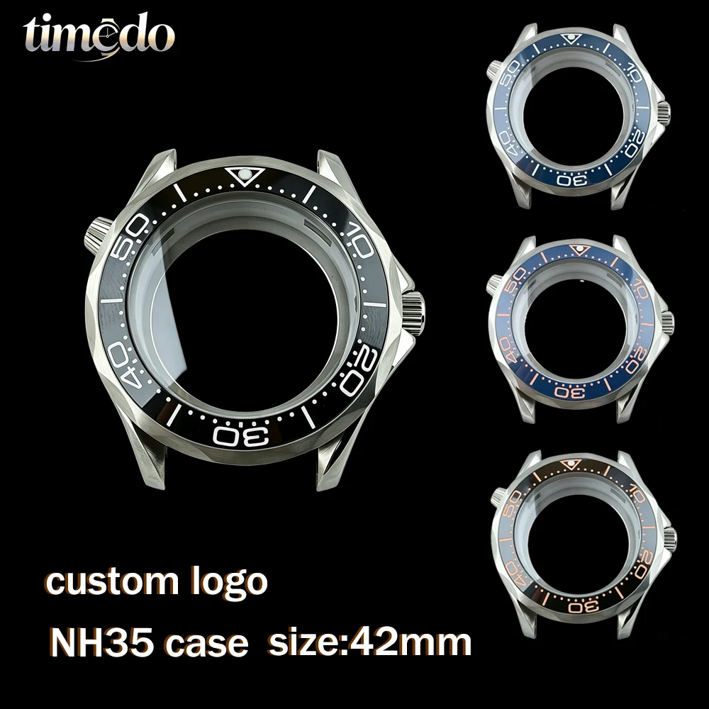 

High quality 42mm NH35 stainless steel case carved case men's watch modification accessories suitable for NH35 movement