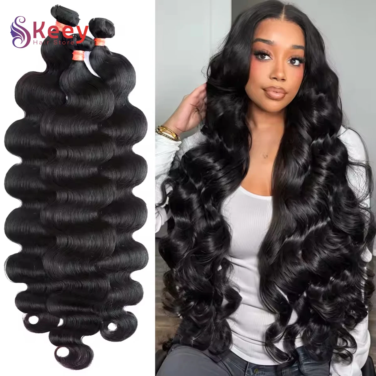16A الجسم موجة حزم الشعر البشري الخام 30 بوصة الشعر الخام البرازيلي 4/5/6/قطعة حزم شعر طبيعي أسود ملحقات للمرأة