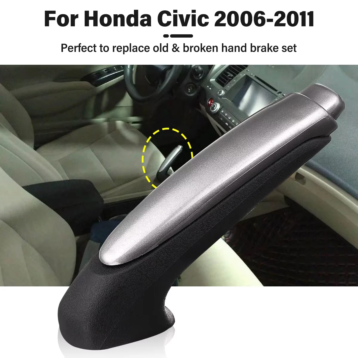 Comfort Grip Parking Brake Cover For Honda Civic 2006-2011 - Handbrake Sleeve Protector, Car Interior Trim