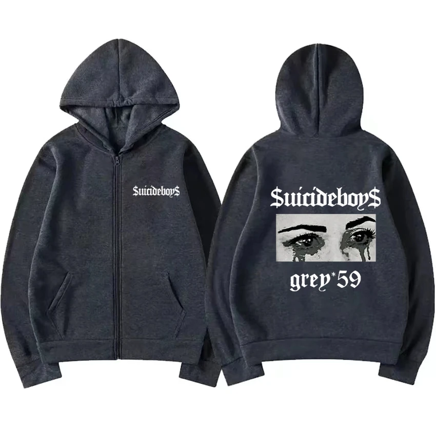 Suicideboys-Casaco vintage de lã masculino e feminino, G59, álbum Hip Hop, capuz com zíper, streetwear casual, casaco unissexo, outono, inverno