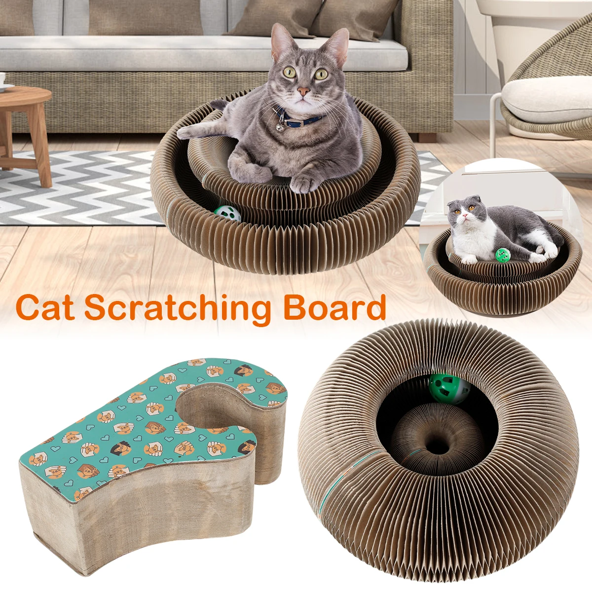 Magic Organ Cat Scratching Board Durable Round ondulato tiragraffi giocattolo per gatti Grinding Nail raschietto Mat accessori per gatti