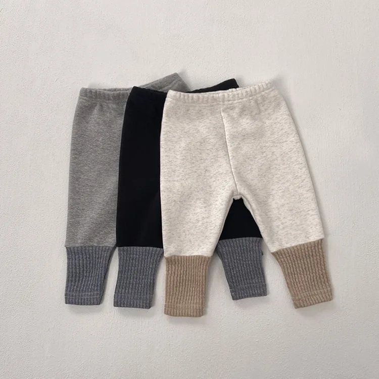 

UNITIM Kids Baby Girls Leggings Knit Patchwork Toddler Girls Tights New Winter Elastic Waist Versatile Thicken Warm Leggings