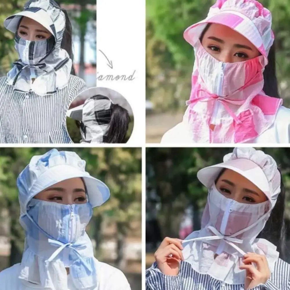 قبعة شمس كاجوال بحافة واسعة مضادة للأشعة فوق البنفسجية قابلة للتنفس مع قناع لحماية الرقبة، قبعة واقية من الشمس في الهواء الطلق