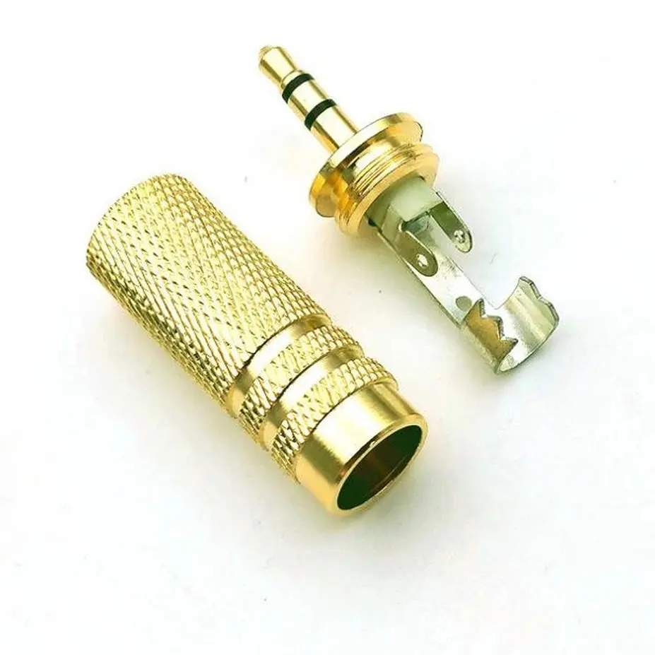 adaptador de conector de audio banhado a ouro 50 pecas estereo de cobre 35 mm plugue conector de solda 01