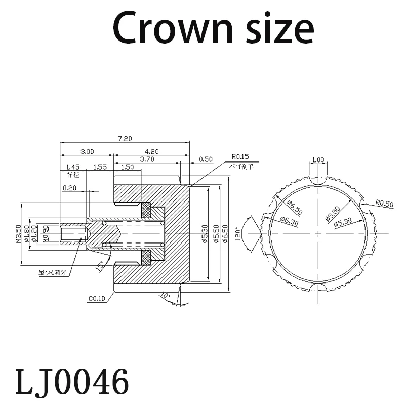 6.5mm Watch Crown Stainless Steel Accessories Parts For Seiko 44mm SKX 6105 Case SKX009 SKX013 SKX007 Replace Watches Parts