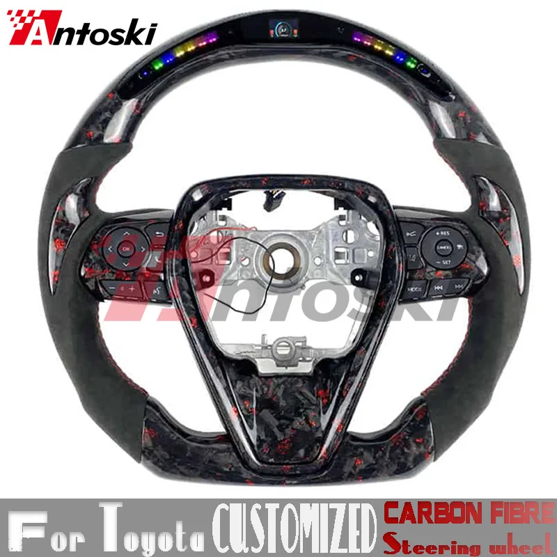 For Toyota Corolla E210 2019 2020 2021 2022 custom forged red petal carbon fiber steering wheel sport style LED display screen