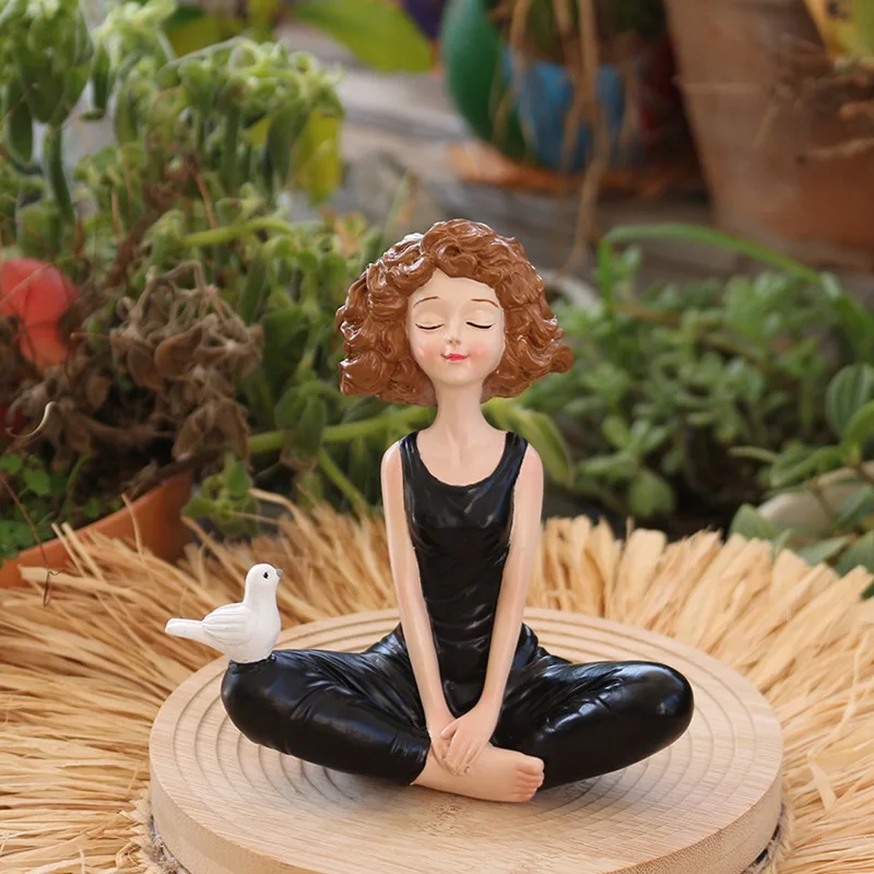 

Girl Statue, Art Yoga Sculpture Character Resin Home Decoration Desk Decoration, Desk/Bookshelf Statue
