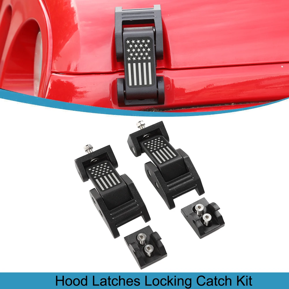 

Car Hood Latches Locking Catch Kit for Jeep Wrangler JK JL Gladiator JT 2007-2018 2019 2020 2021 2022 2023 2024 Auto Accessory