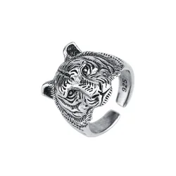 925 Sterling Silver Tiger Adjustable Rings For Women Engagement Female Jewelry Accessories Jewellery