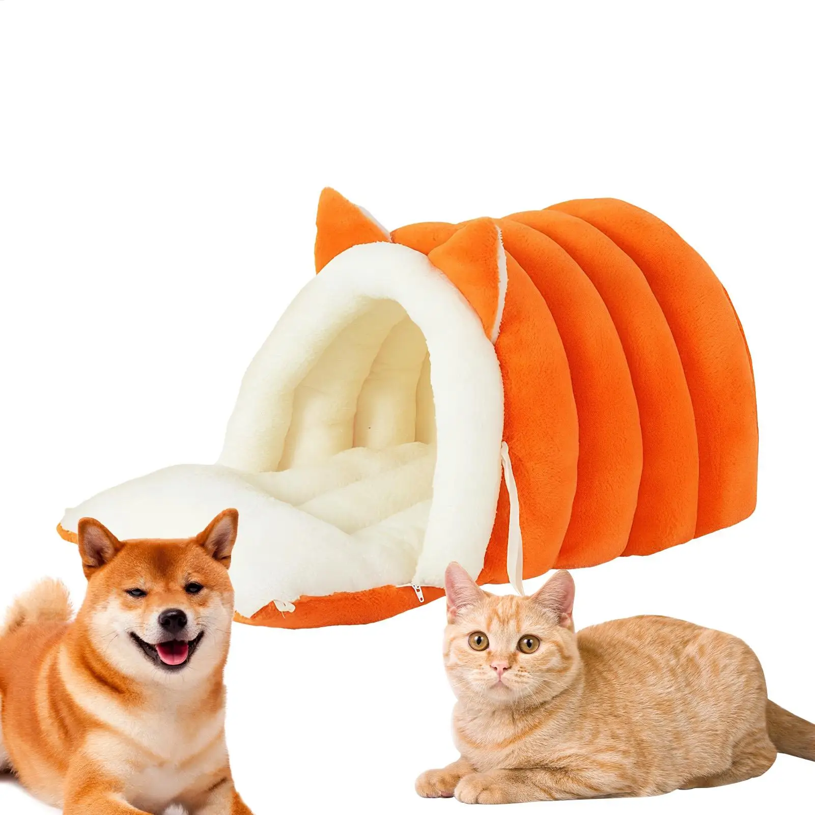 

Кровать для кошачьего пещеры, зимний дом, моющийся со съемной подушкой, полузакрытая кровать для котенка, мебель для котенка, щенка, сна для домашних животных