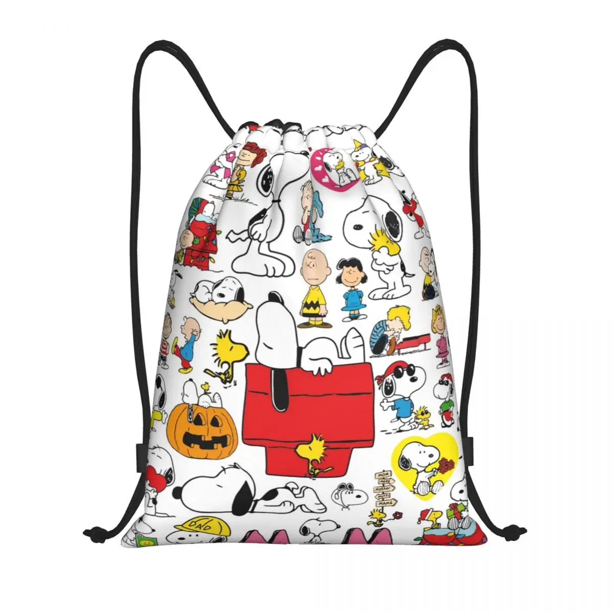 Custom Comics Snoopy Collage Drawstring Backpack Bags Women Men Lightweight Cartoon Gym Sports Sackpack Sacks for Training