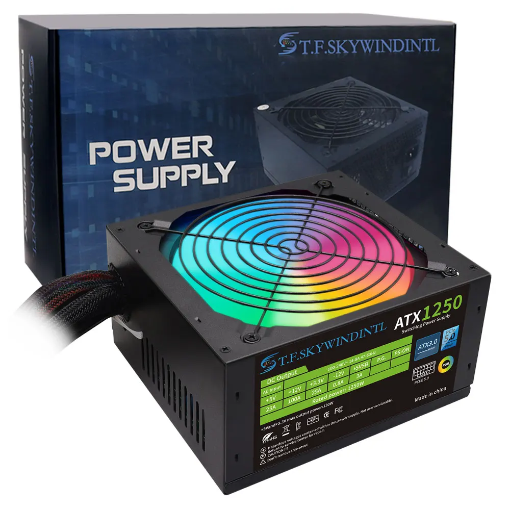 T.F.SKYWINDINL 1250W ATX PC Power Supply Desktop Computer Mining PSU PSU Power supplies