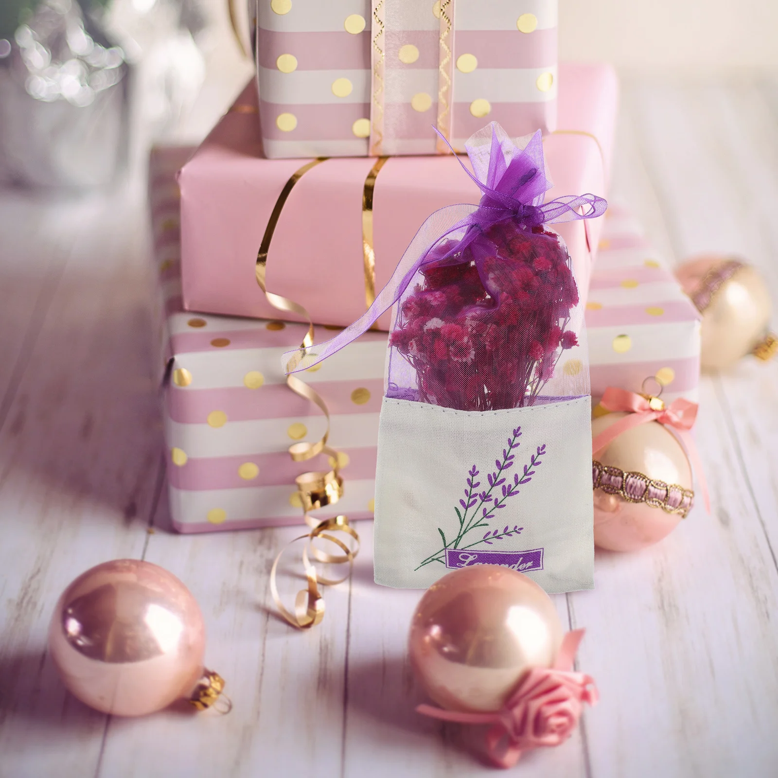 

12pcs Lavender Scented Sachet Bag Deep Purple Cotton Fabric Dried Lavender Air Freshener For Wardrobe Moth Repellent Home Aroma