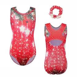 BAOHULU Girls Christmas Ballet Leotard  Santa Dancewear Sleeveless Performance Clothes Ballerina Practice Outfit Dance Costumes