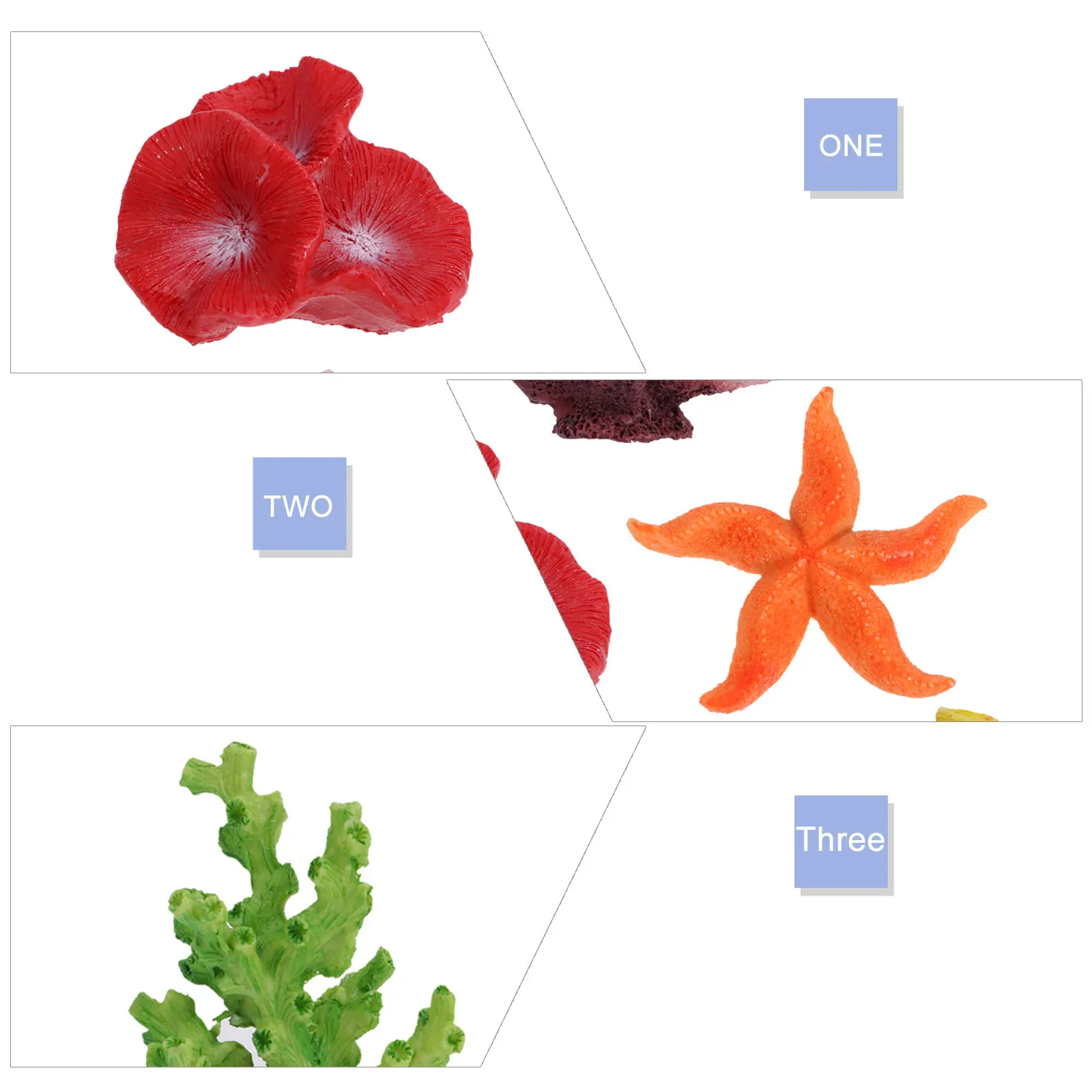 

6Pcs Coral Reef Aquarium Ornament Resin Fish Tank Decor Decoration DIY Landscape Natural Color Aquarium Landscape Ornament