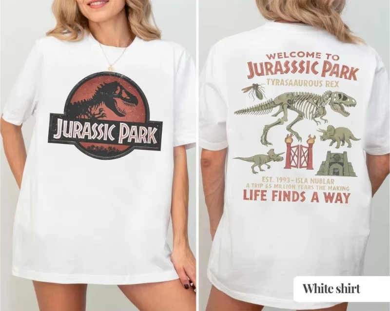 2026 New Cool Vintage Jurassic Park Shirt, 90s Dino T-Shirt, Jurassic World Logo Tee Graphic Shirt