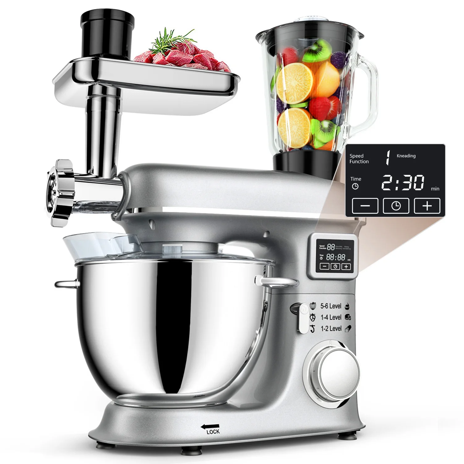 8L Large Capacity Cross-Border Home Dough Mixer Electric Blender Multifunctional Juicer Meat Grinder EU Plug US Plug