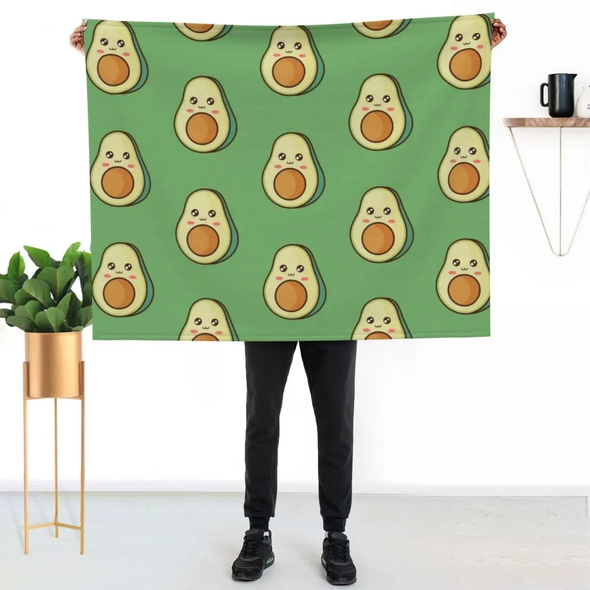 

Cute Avacado Throw Blanket Reusable Durable Soft Blanket for All Seasons