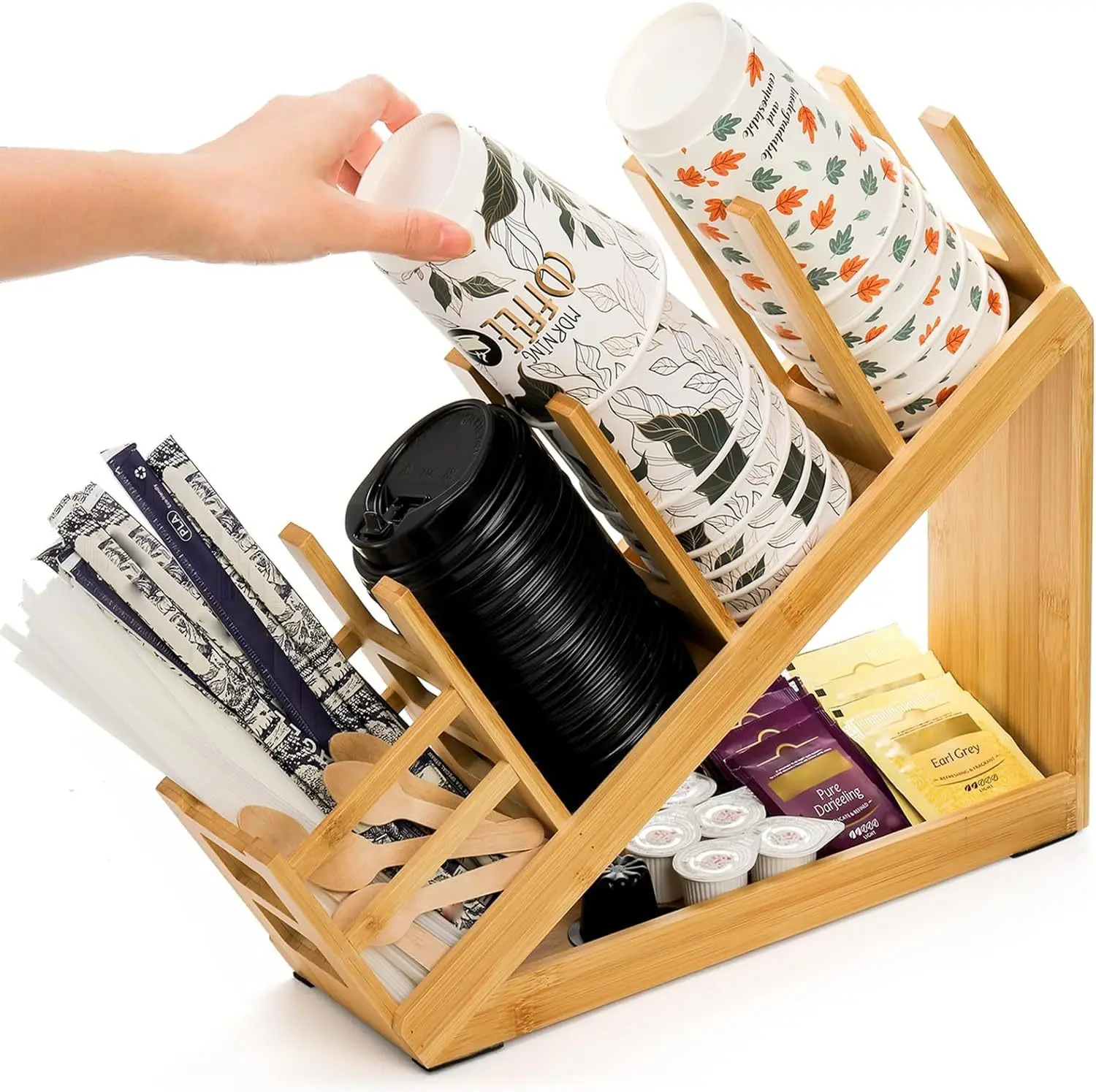 Деревянный стеллаж для хранения, магазин чая с молоком, стеллаж для хранения соломенной отделки бумажных стаканчиков