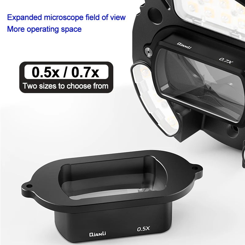 Qianli 0.5X 0.7X Auxiliary Teleconverter Barlow Lens Used with Gorilla 6558 Trinocular Microscope for Phone Electronic Repair