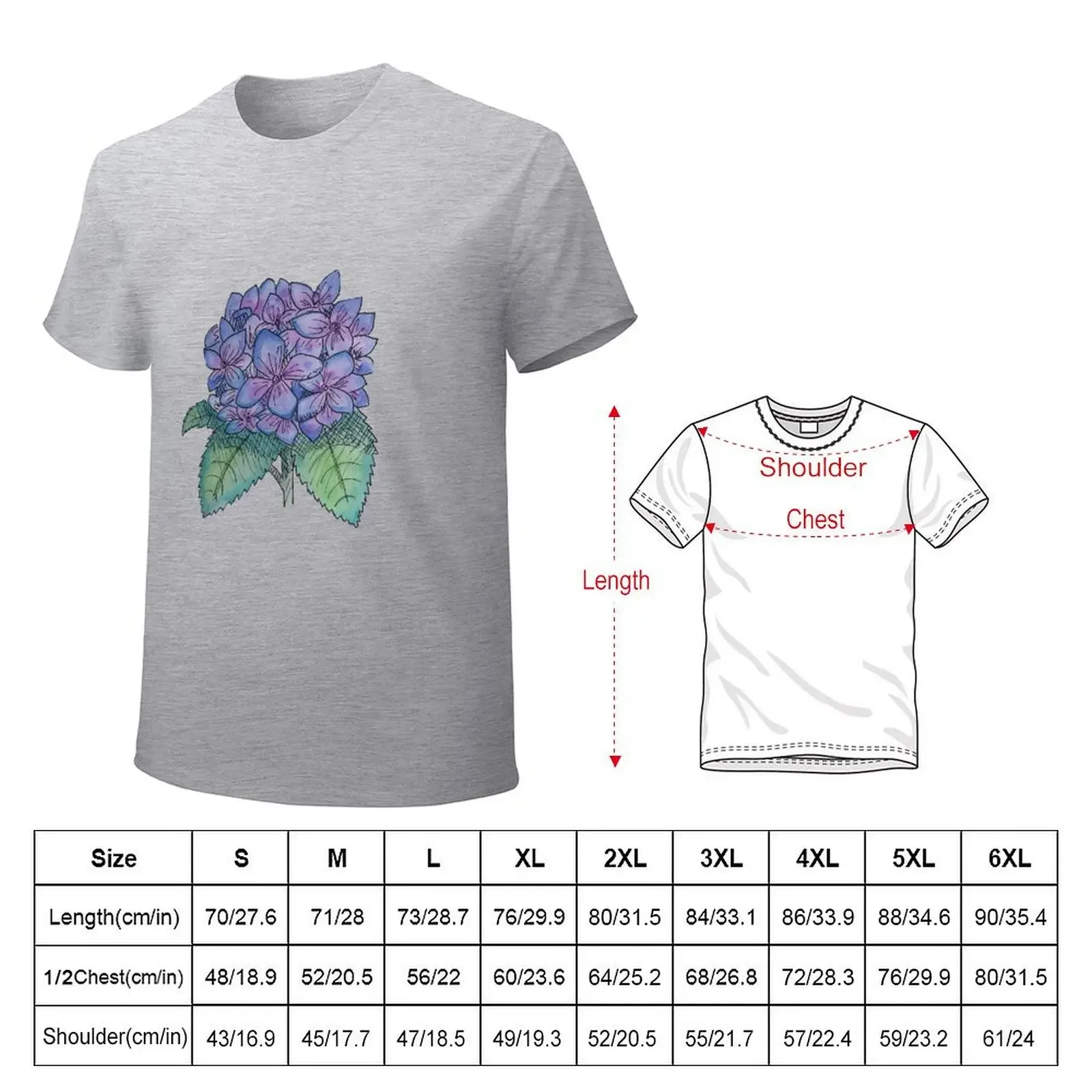 Hydrangea Watercolor T-Shirt designer shirts man t shirt Aesthetic clothing men clothing