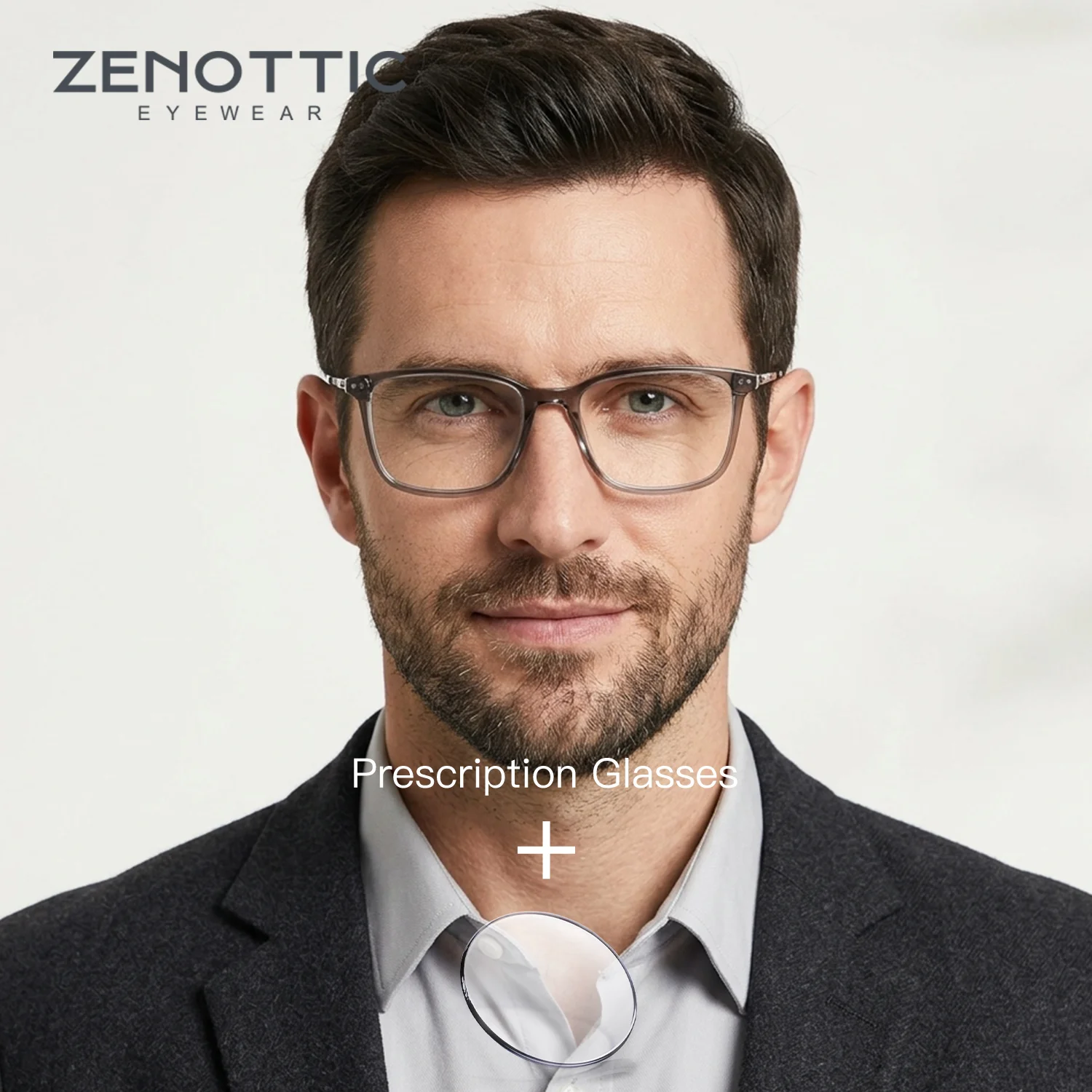 

ZENOTTIC Men Square Handmade Acetate Progressive Multifocal Glasses Anti-Blue Ray Photochromic Brown Pilot Prescription Eyewear