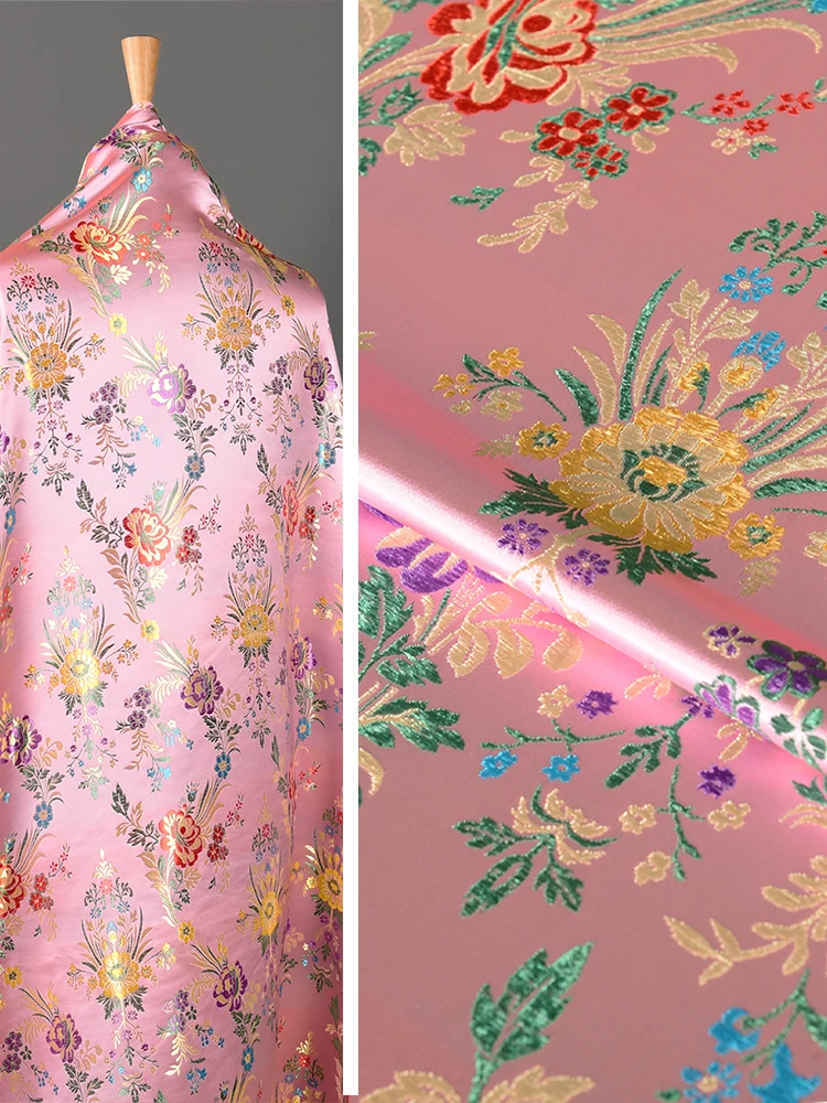 Brocade Fabric High-density Pink Jacquard Craftsmanship Top Dress Clothing Fabrics By The Yard Apparel Sewing Material