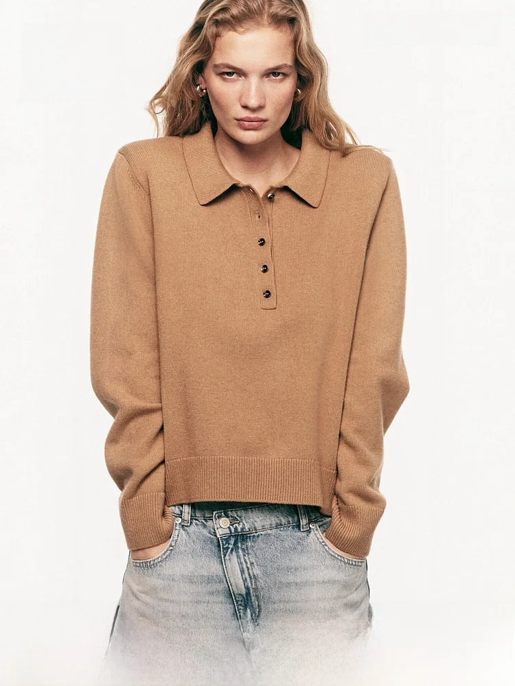 

H&M Women's Shoulder Pad Sweater Casual Style Regular Thickness Spring 2026 Button Detail Wool Blend Polyester Nylon