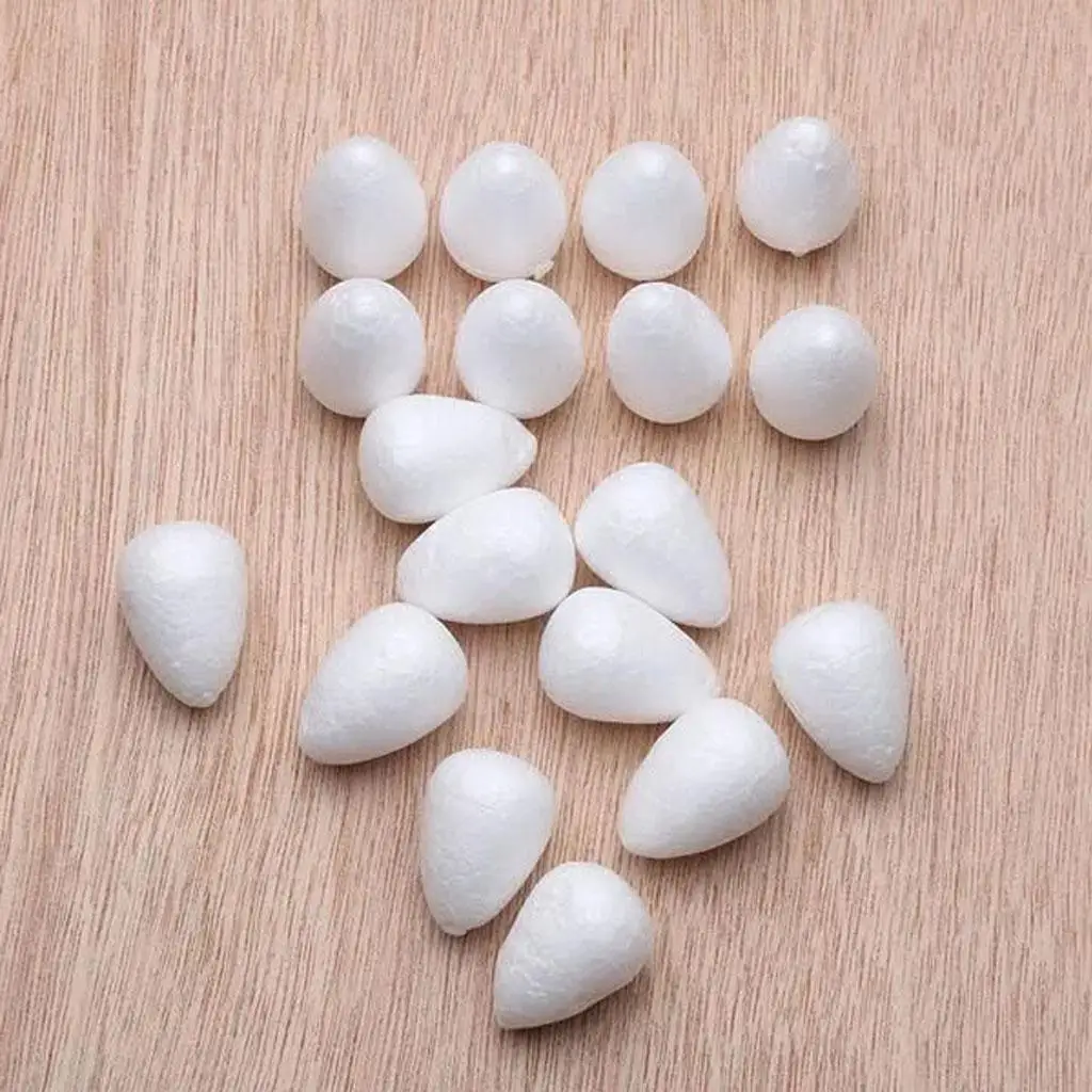 Polystyrene Foam Craft Shapes Water Drop 19mm White Modeling Pieces 100pcs for DIY Floral Designs