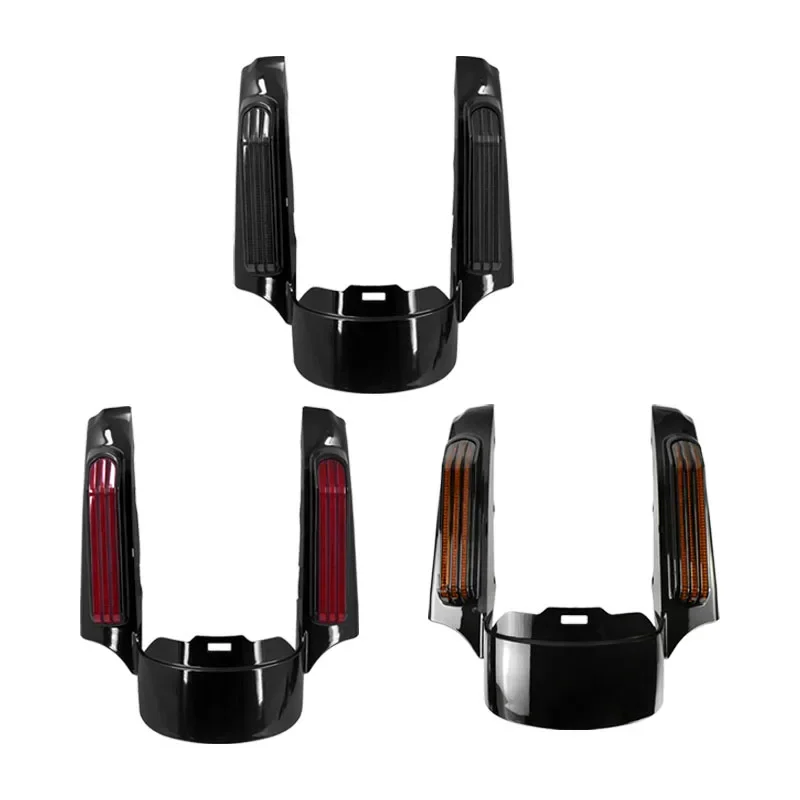 Motorfiets Zwart Achterspatbord Extension Fascia Met LED Licht Voor Harley Touring Electra Street Glide Road King FLTRX 2009-2023 - afbeelding 2