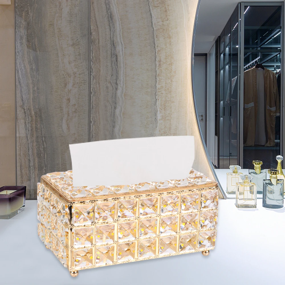 

Napkin Dispenser Tissue Box Square Bedroom Office Hotel Cafe Coffee Bar Napkin Box European-style Crystal Cube