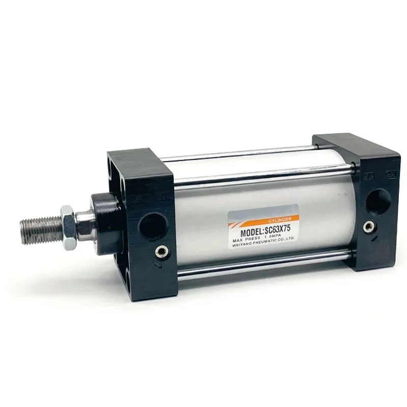 SC32/40/50/63/80/125mm Bore Double Action 25/50/75/100/200/300-500mm Stroke Big Thrust Gas Cylinder SC Air Pneumati Cylinders