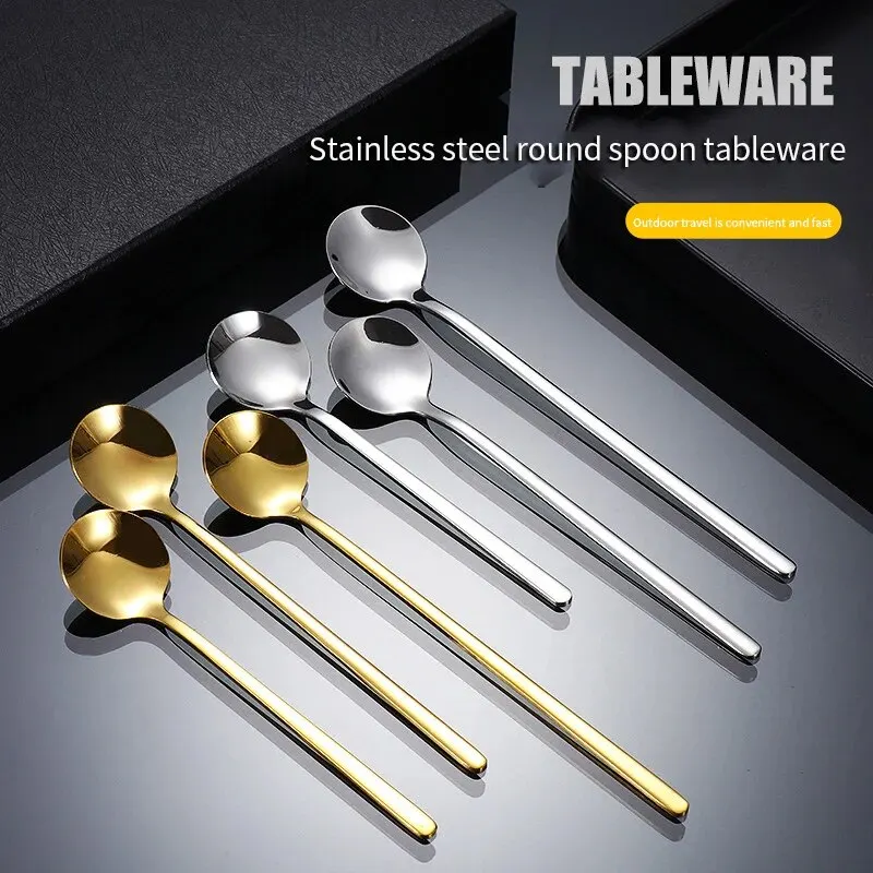 

12-piece Gold Spoon Set, Beautiful Long-handled Golden Coffee Spoon, Stainless Steel Set, Holiday Kitchen Tableware Gift