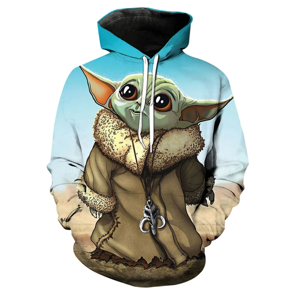 Marvel Yoda Baby Loose Hoodie 3D Digital Printed Men\'s and Women\'s Fashion Sports Hip Hop Hoodie Casual Long Sleeve