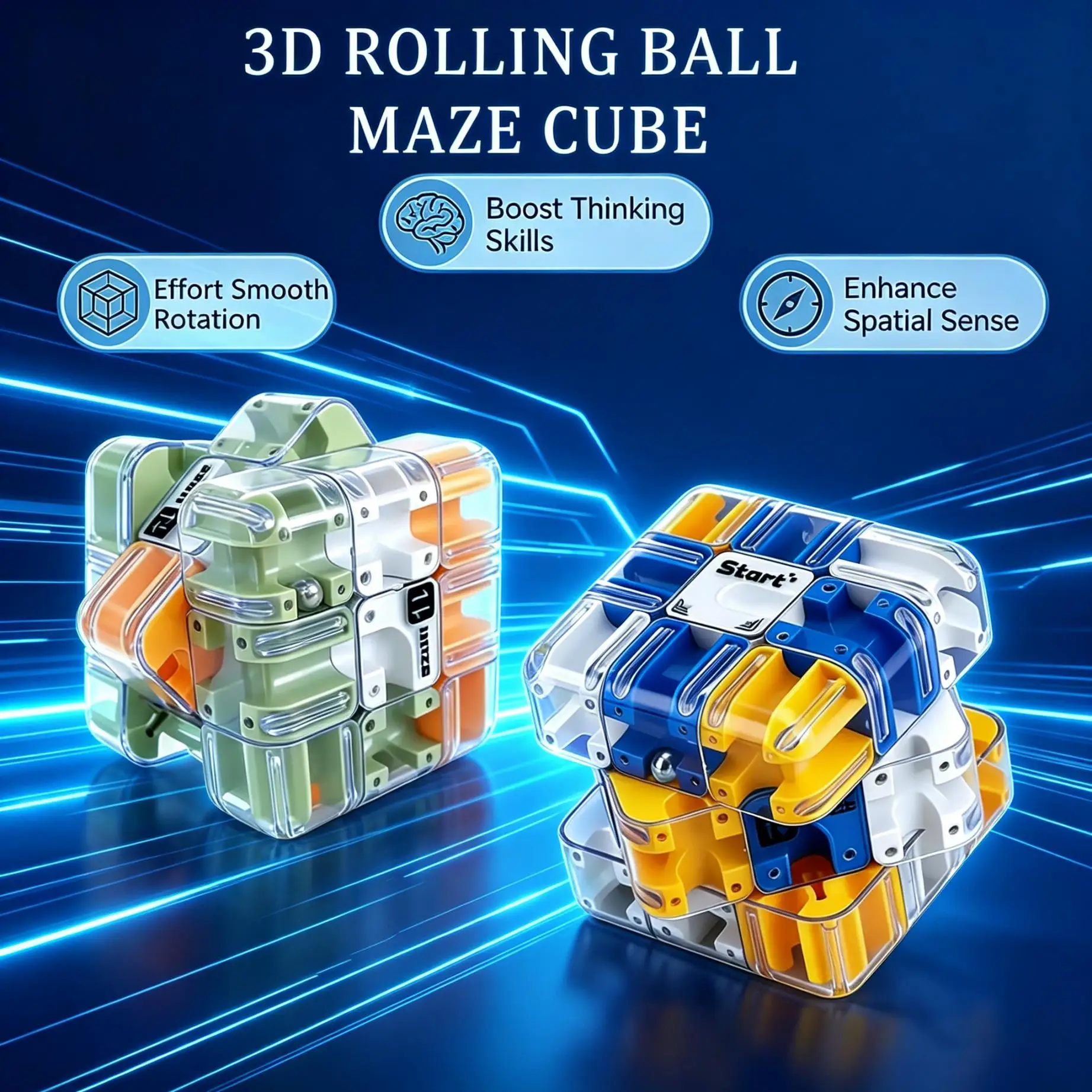 

3D Maze Magic Cube Puzzle Fidget Toy Rolling Ball Labyrinth Anti Stress Educational Logic Think Toy Birthday Gift For Kids Adult