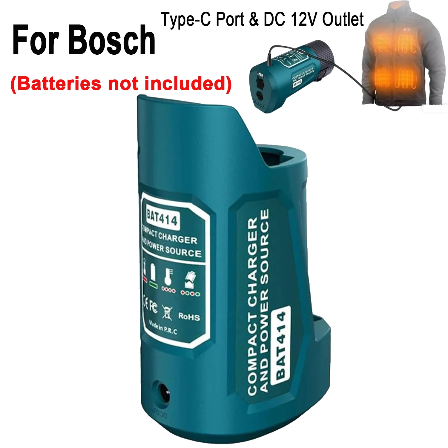 

Адаптер питания для литий-ионного аккумулятора Bosch 10.8В - зарядка через USB + порт Type-C + выход постоянного тока 12В (аккумулятор в комплект не входит)