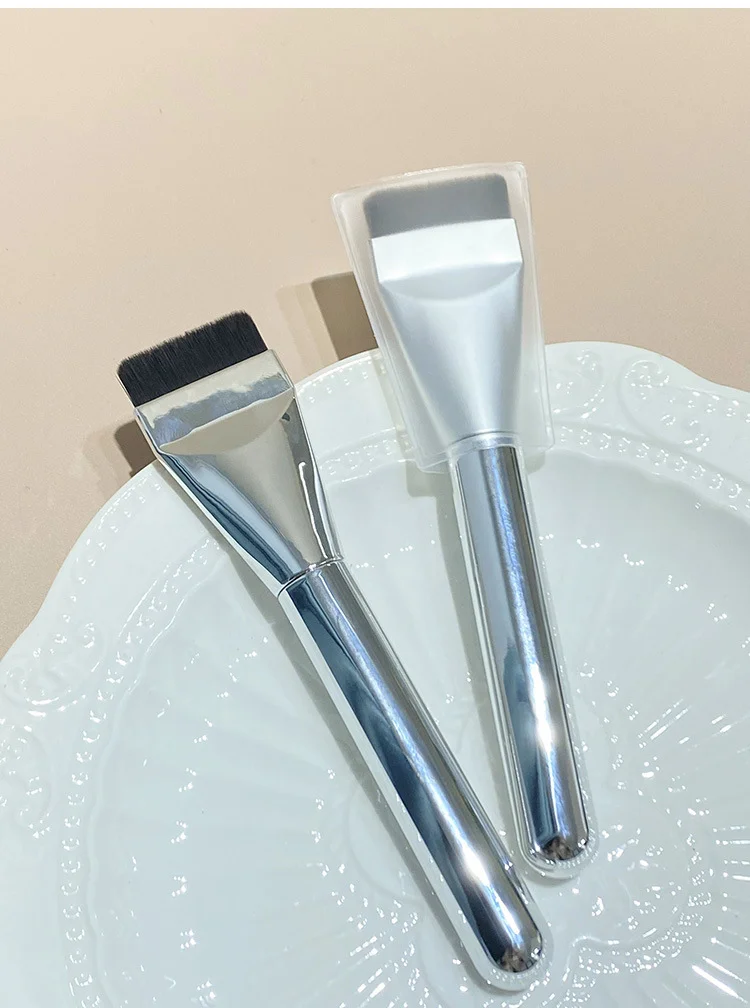 Brocha para base de cabeza plana, brocha correctora ultrafina sin rastro, brocha para máscara, sin polvo, herramientas de belleza para el cabello suave, brochas de maquillaje