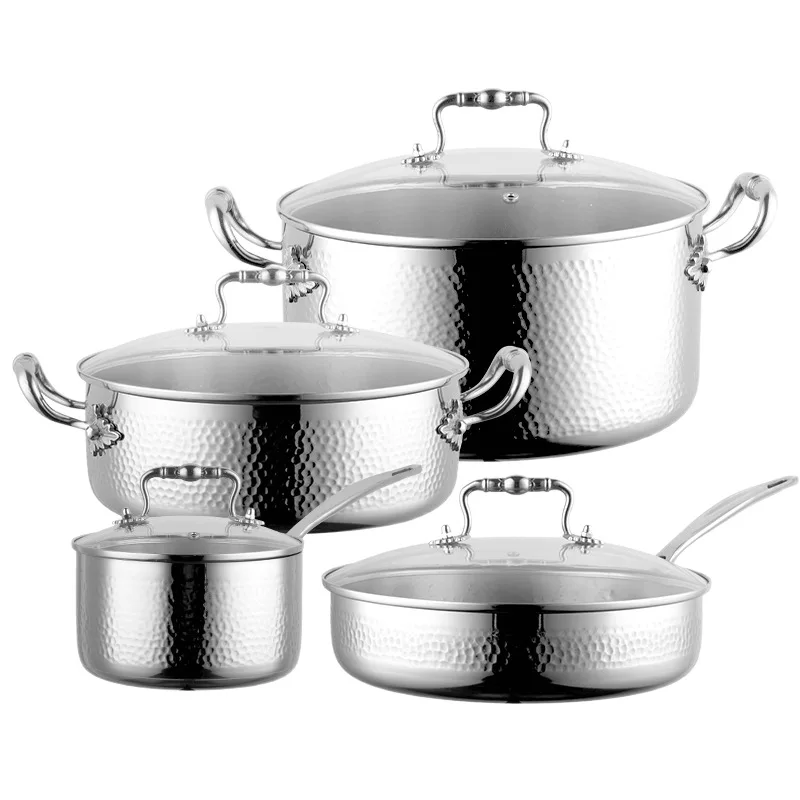 Conjunto de Panelas Antiaderentes de Aço Inoxidável 316 Personalizadas para Sopa e Leite, Utensílios de Cozinha por Indução para Conjunto de Panelas