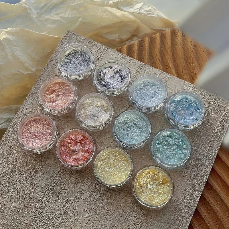 2Pcs 세트 마찰 거울 안료 네일 아트 용품 장식 네일 아트 DIY 손톱 반짝이 먼지 슈퍼 플래시 거친 두꺼운 반짝이