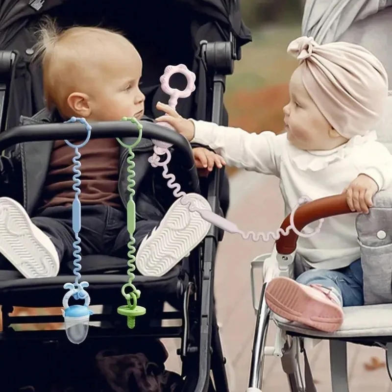 Versatile Teething Toy Bottle Holder Silicone Strap Practical & Reliable Teether Toy Tethers for Pushchair High Chair