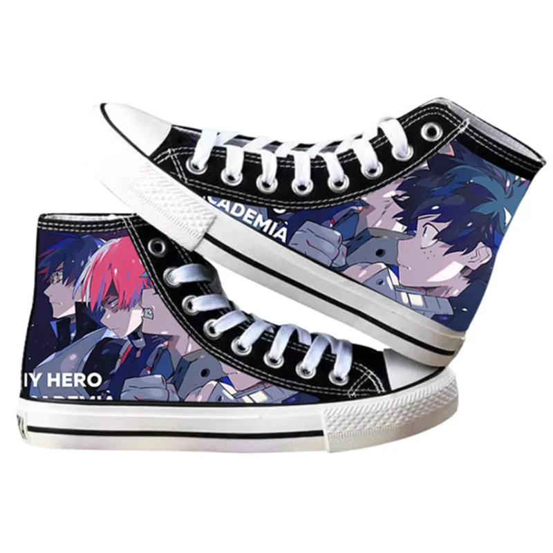 Sport Shoes Boku No My Hero Academia Midoriya Izuku Deku Bakugou Katsuki Todoroki Shoto Cosplay Printed High Top Canvas Shoes