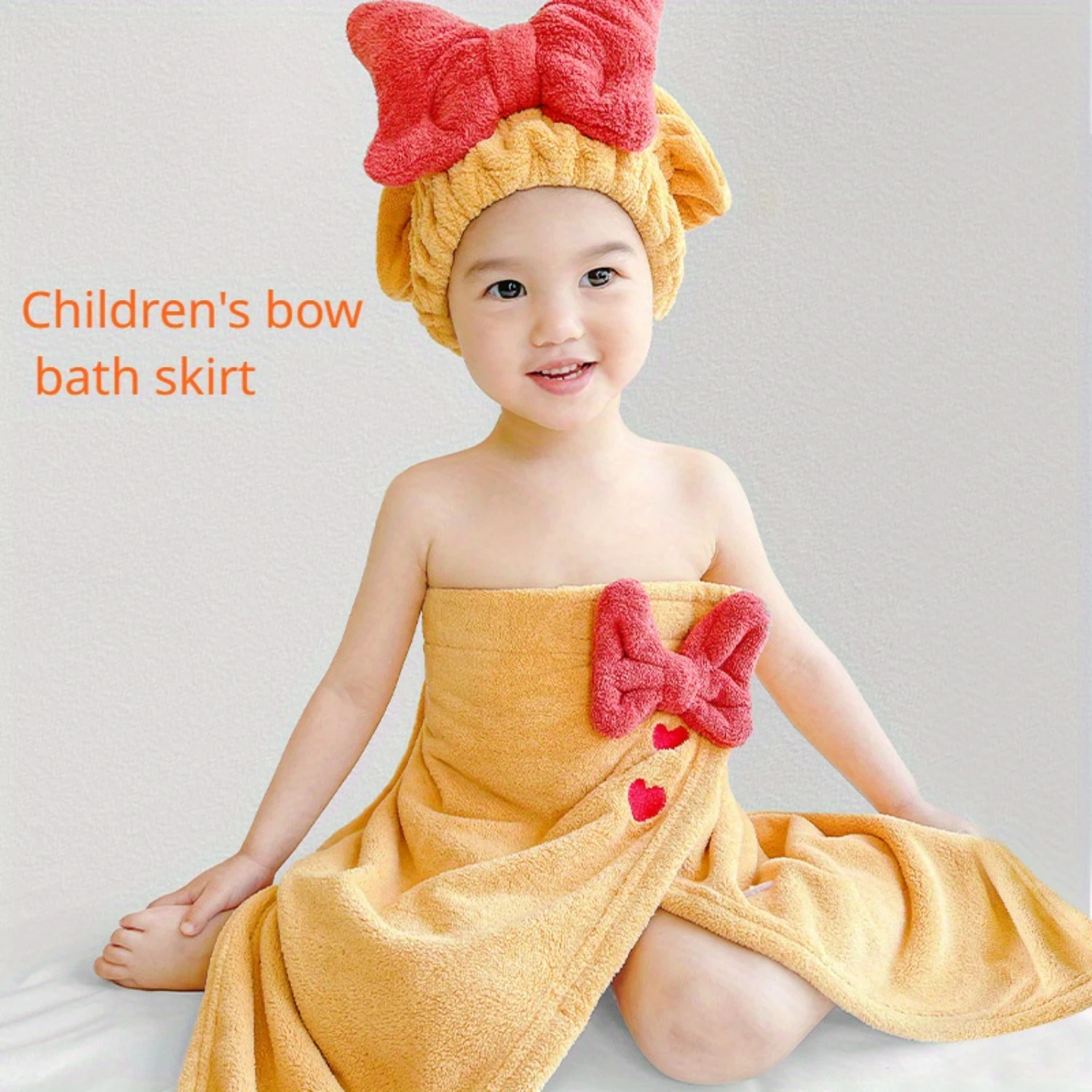 قطعة واحدة من رداء دش ماص بنمط فيونكة وقلب، رداء حمام نسائي لطيف ومريح، هدية مثالية لعيد الحب،