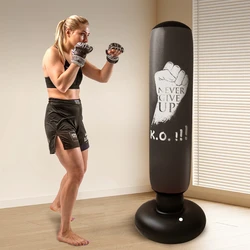 Standing PVC Punching Bag for Adults, Inflatable 160cm Kick Boxing Bag, Kids Punch Bag for Kickboxing, Sandbag for Boys & Girls