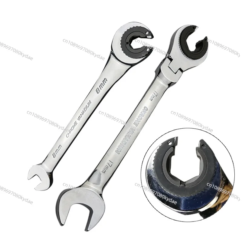 Rotatable Gears Ring Wrench Tubing Ratchet Combination Wrenches Set With Open Flex-head Oil Spanners Hand Tools