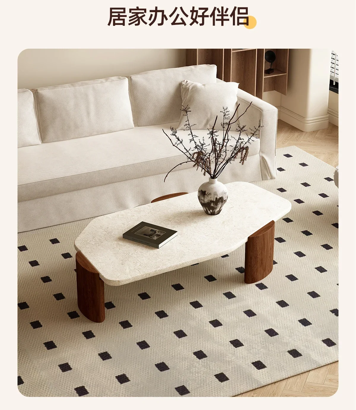 French retro style coffee table Lime stone antique leisure sofa living room coffee table