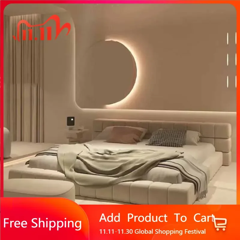 

Storage Nordic Double Bed Wood High End Sleeping Modern Double Bed Home Queen European Cama Matrimonio Furniture For Bedrooms