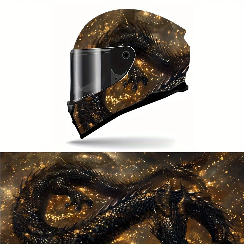

Majestic Fiery Golden Dragon Helmet Vinyl Wraps, Waterproof Self-adhesive Helmet Vinyl Wraps, Surface Protection, Personalized M