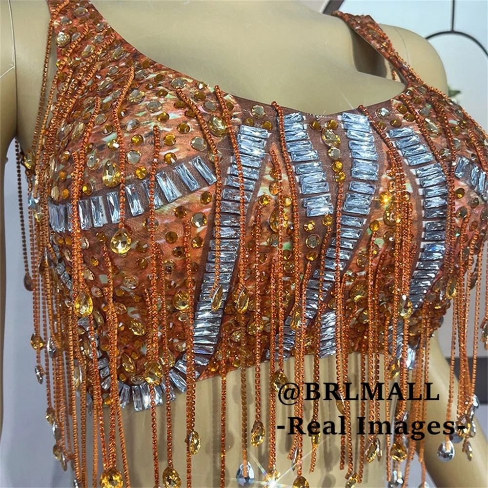 Promi-Abschlussballkleid für Damen mit Kristallen, Quaste, zweiteilig, kurze Partykleider, Tank-Ärmel, schillerndes formelles Kostümkleid