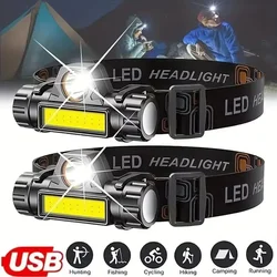 Rechargeable COB LED USB Headlamp Strong Magnetic Powerful Headlight Super Bright Waterproof Head Torch For Outdoor Fishing