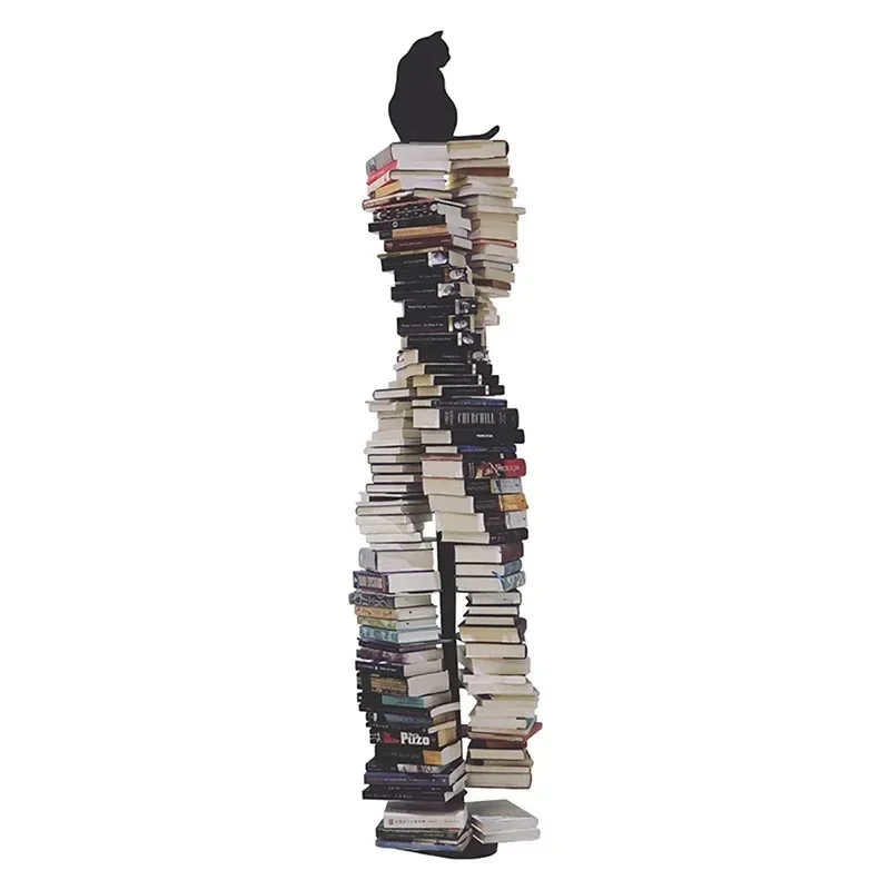Italian light luxury rotating bookshelf, storage floor living room spiral personality, invisible creative stainless steel